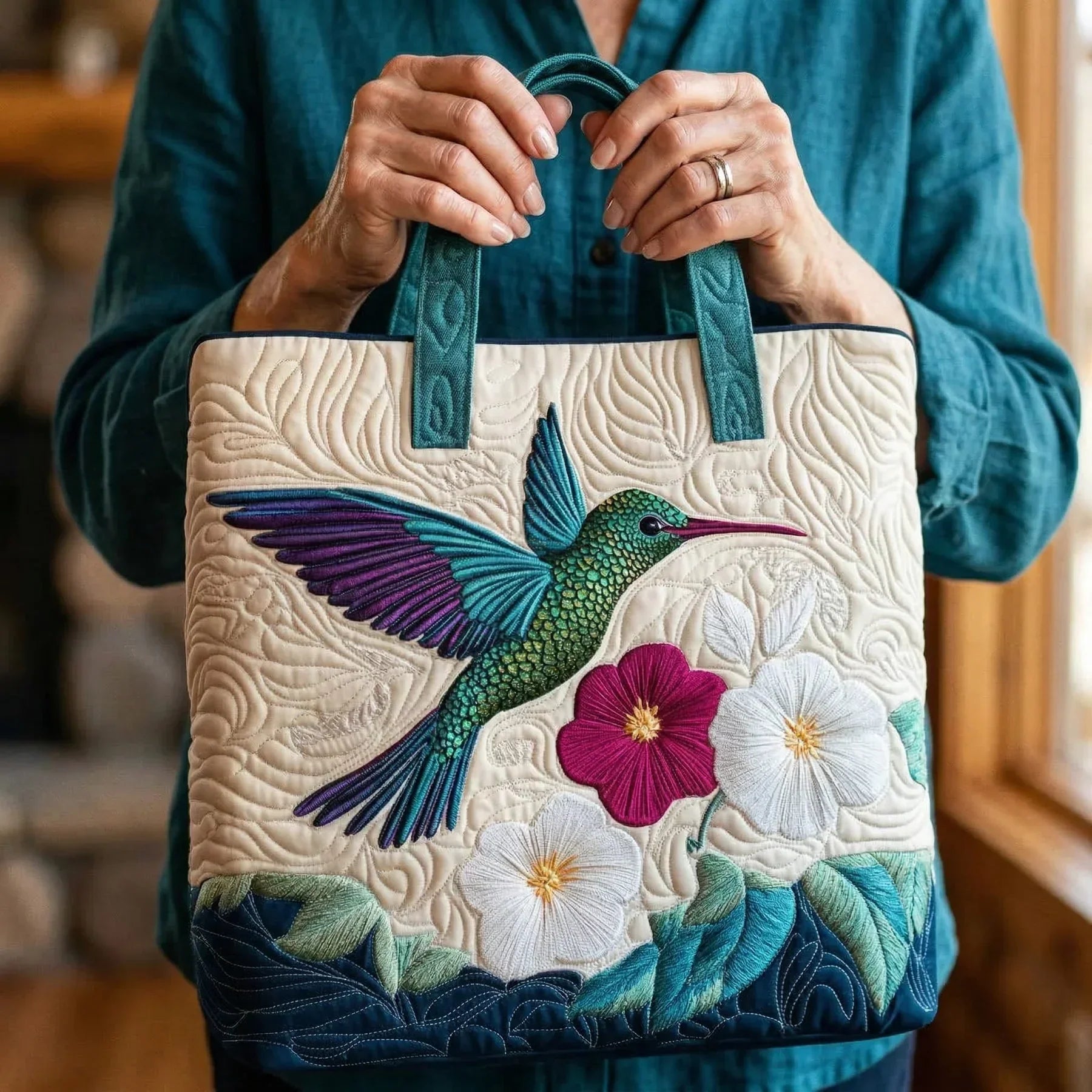 TARINA™ Kolibri ja Valkoinen Kukka -taidelaukku